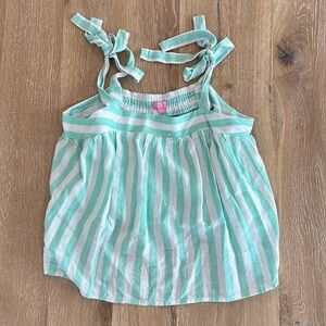 Girls Mint & White Striped Tie-Shoulder Tank Top